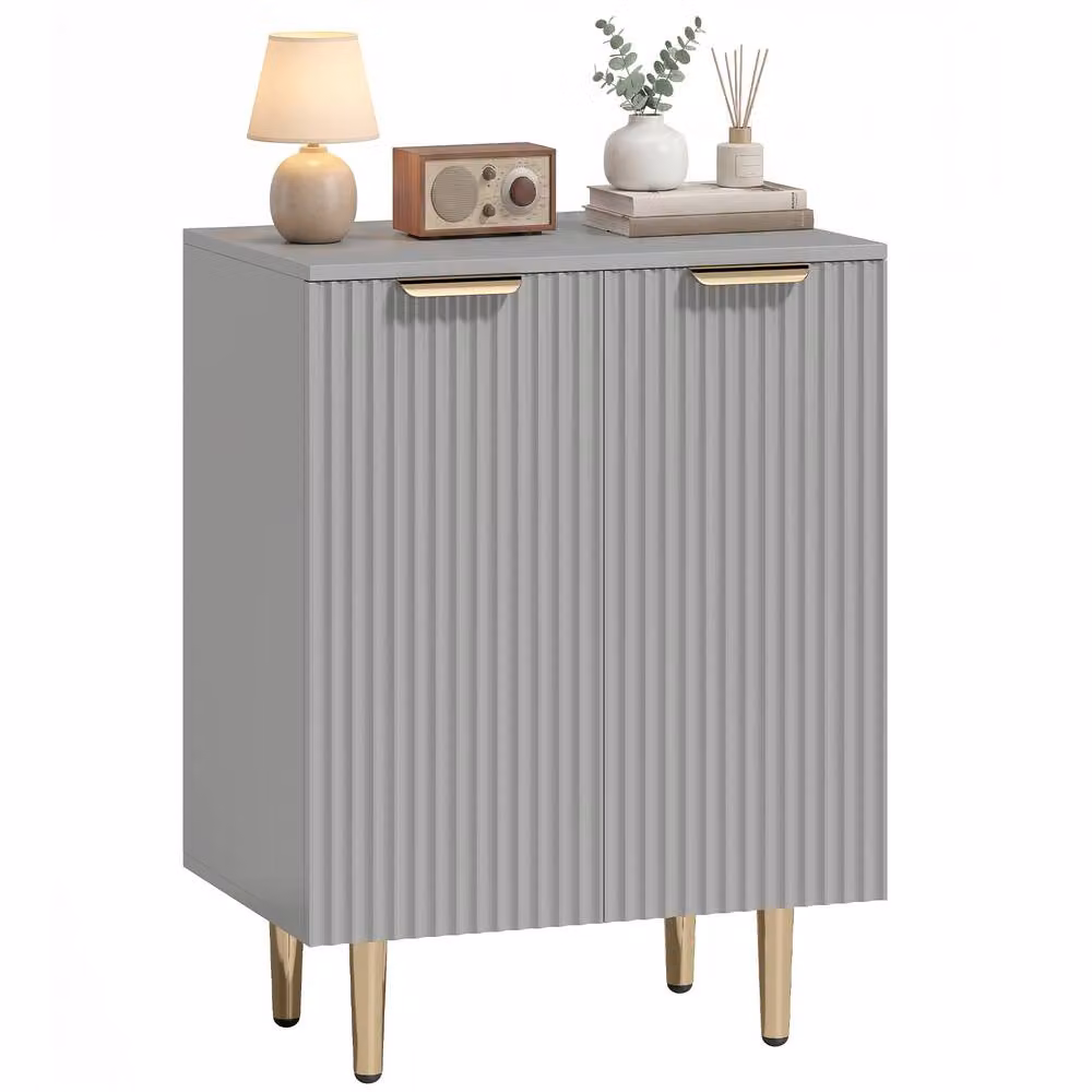 HOMCOM Modern Sideboard Buffet Cabinet with Adjustable Shelf, Grey – 2