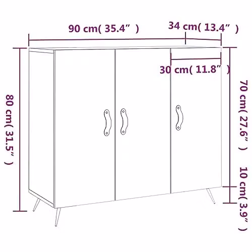 vidaXL Modern Sideboard in Concrete Grey, W/D/H: 90 x 34 x 80 cm – 3