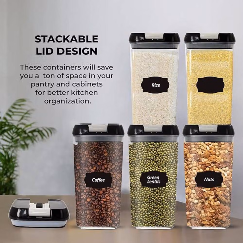 Top 3 Airtight Stackable Food Storage Containers, Pack of 3 x 1.2 l, Clear Plastic and Silicone – 4