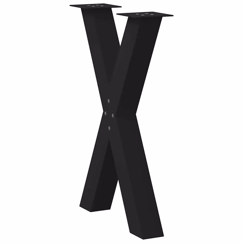 Berkfield Home X-Shaped Dining Table Legs, 2 Piece Set, Black Steel, H: 72.5 cm, W: 60 cm – 3
