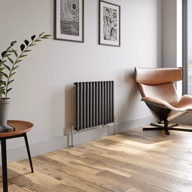 Temprazo Oval Tube Single Panel Horizontal Designer Radiator in Anthracite, W: 78.0 cm, H: 60.0 cm