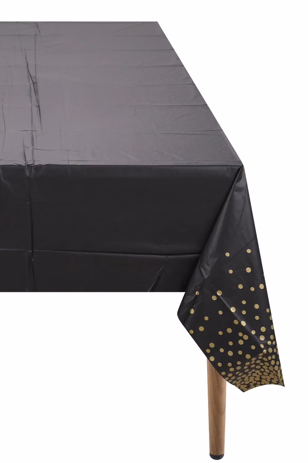 Neel Blue Glamour Dotted PVC Rectangular Tablecloth in Blue, Black and Gold, W: 137 cm, L: 274 cm – 2