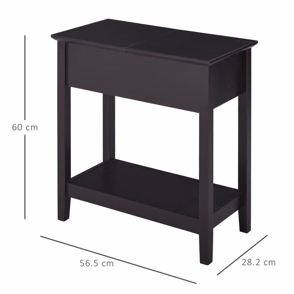 STILVORA Retro Brown End Table with Reversible Folding Top and Shelf – 4
