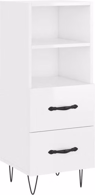 Berkfield Home Modern High Gloss White Sideboard, W/D/H: 34.5 x 34 x 90 cm