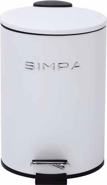 Simpa 3L Slim Soft-Closing Pedal Dustbin in White with Removable Inner Bucket