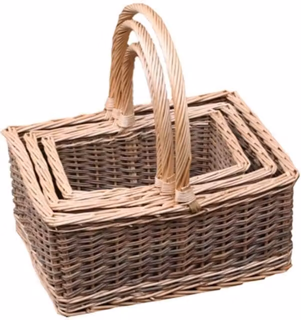 Red Hamper Set of 3 Brown Wicker Shopping Baskets