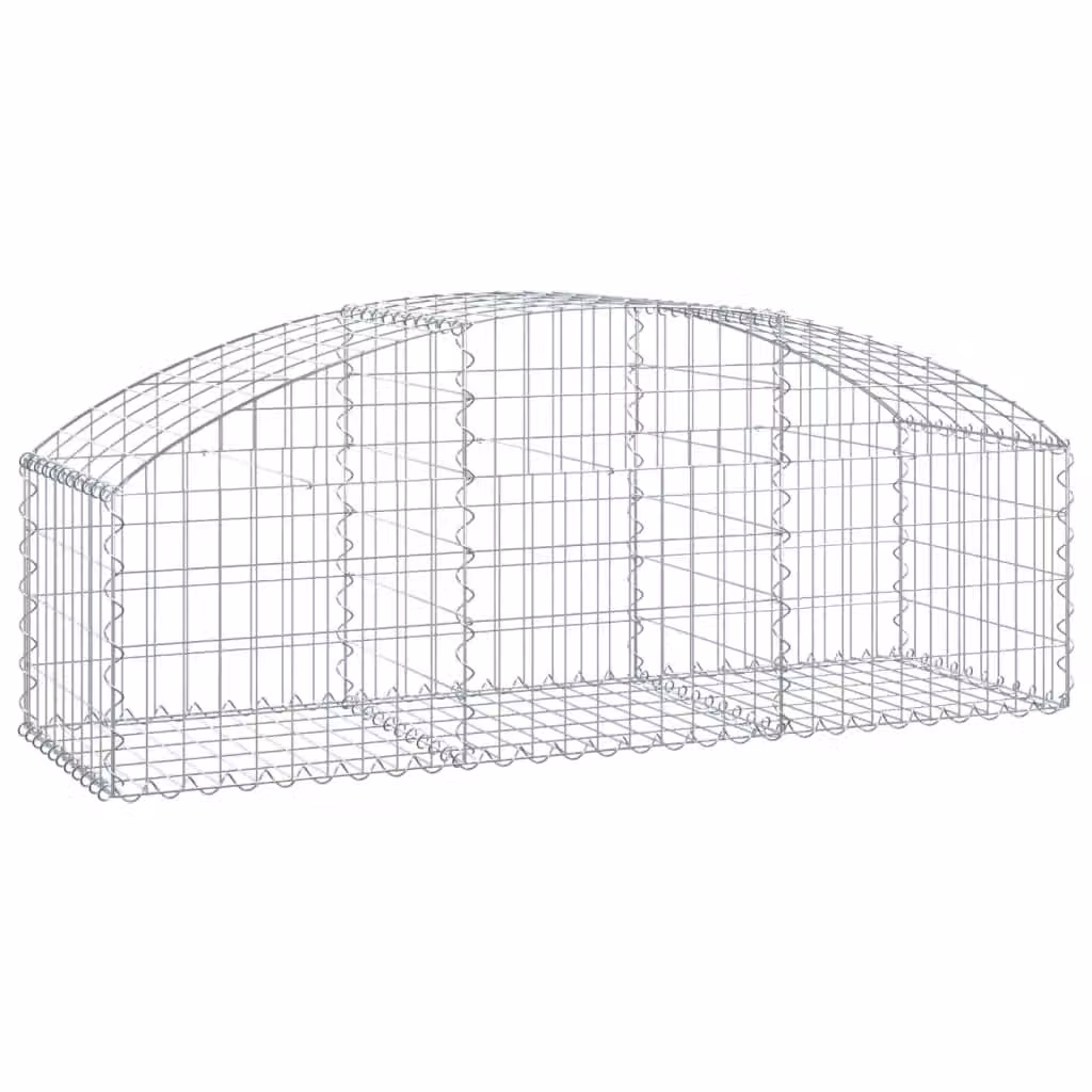 Berkfield Home Arched Gabion Basket in Silver Galvanised Steel W: 150 cm, D: 50 cm, H: 40-60 cm – 2
