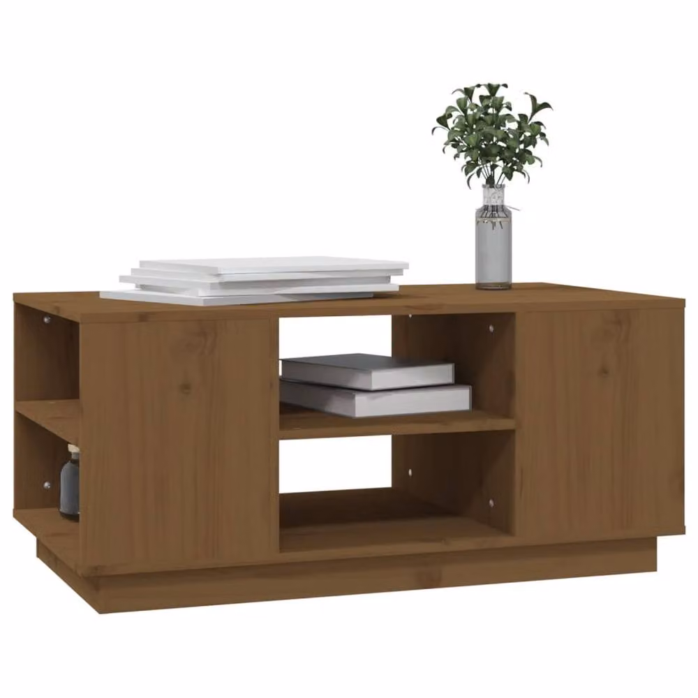 Berkfield Home Rustic Solid Wood Pine Coffee Table, Brown, W/D/H: 90 x 49 x 40.5 cm – 2