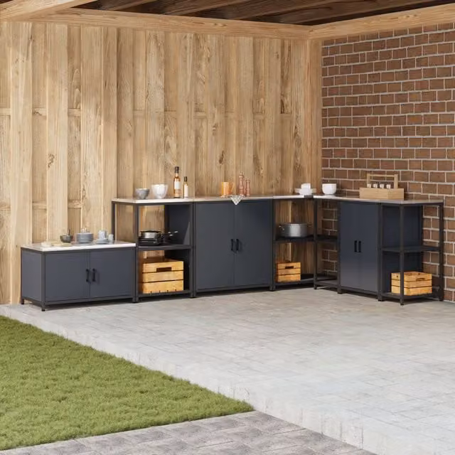 Berkfield Home Modern Anthracite Steel Kitchen Storage Cabinet with Hinged Doors and Internal Shelves – 1