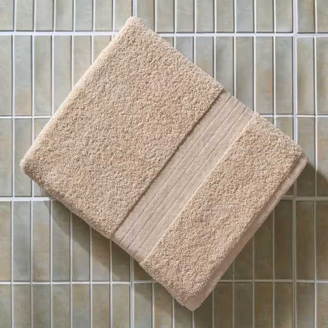 OHS Luxury Cotton Terry Bath Towel with Border, Beige, W: 70 cm, H: 115 cm – 2