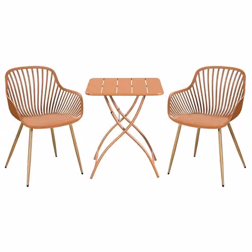 Core Products 3-Piece Bistro Garden Set with Two Sunray Armchairs and Square Folding Table