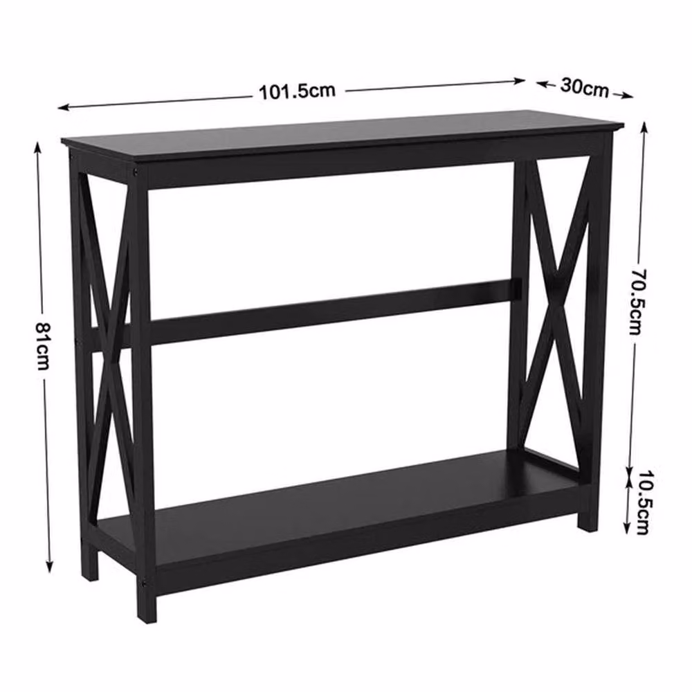 EONLION Black Lacquered Console Table and Narrow Sofa Table, W: 100 cm, H: 81 cm, D: 30 cm – 2