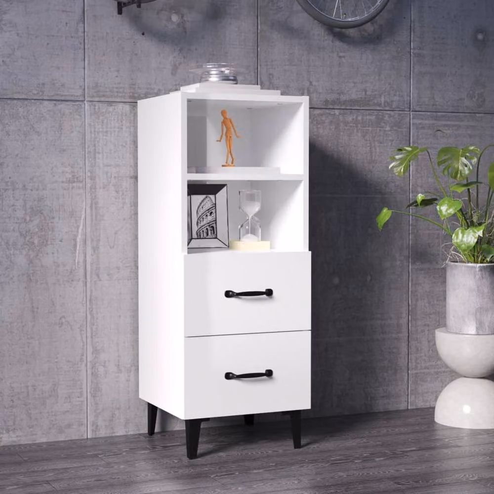 Berkfield Home High Gloss White Sideboard in MDF, W/D/H: 34.5 x 34 x 90 cm – 2