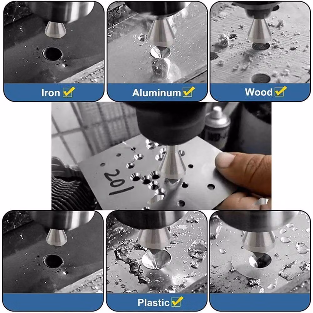 Nordara 4-Piece Ti Deburring Countersink Twist Drill Bit Set in Silver – 5