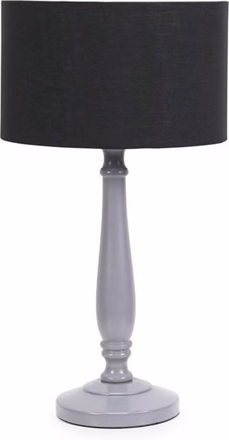 ValueLights Classic Grey and Black Table Lamp with Fabric Cylinder Shade