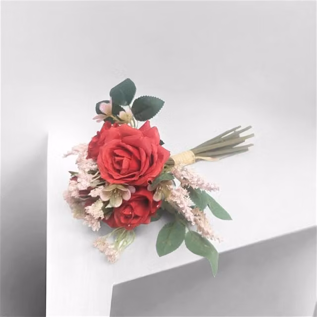 Kingsbury Gifts Red Artificial Hand-tied Organic Textile Rose Bundle