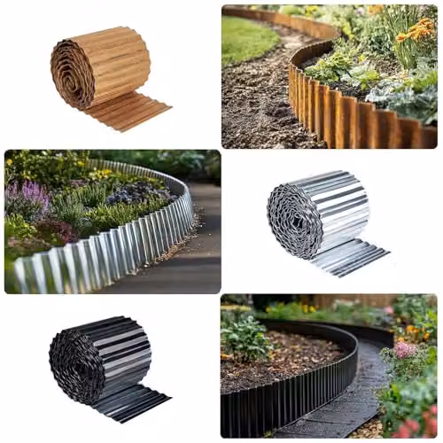 Nicoman Heavy Duty Corrugated Galvanised Steel Garden Edging Roll, Silver, Height: 16 cm, Length: 6 m – 5