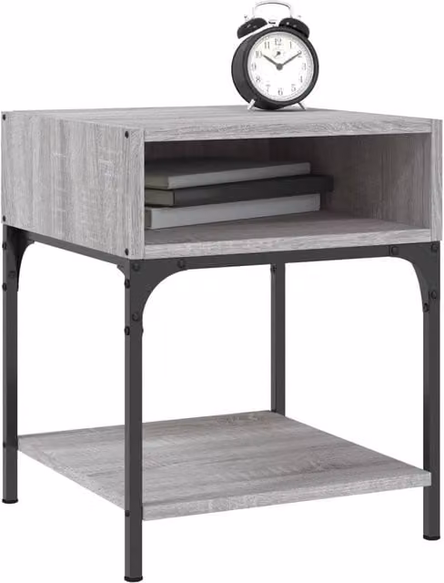 Berkfield Home Elegant Bedside Tables, 2 Piece Set in Grey, W/D/H: 40 x 41 x 50 cm