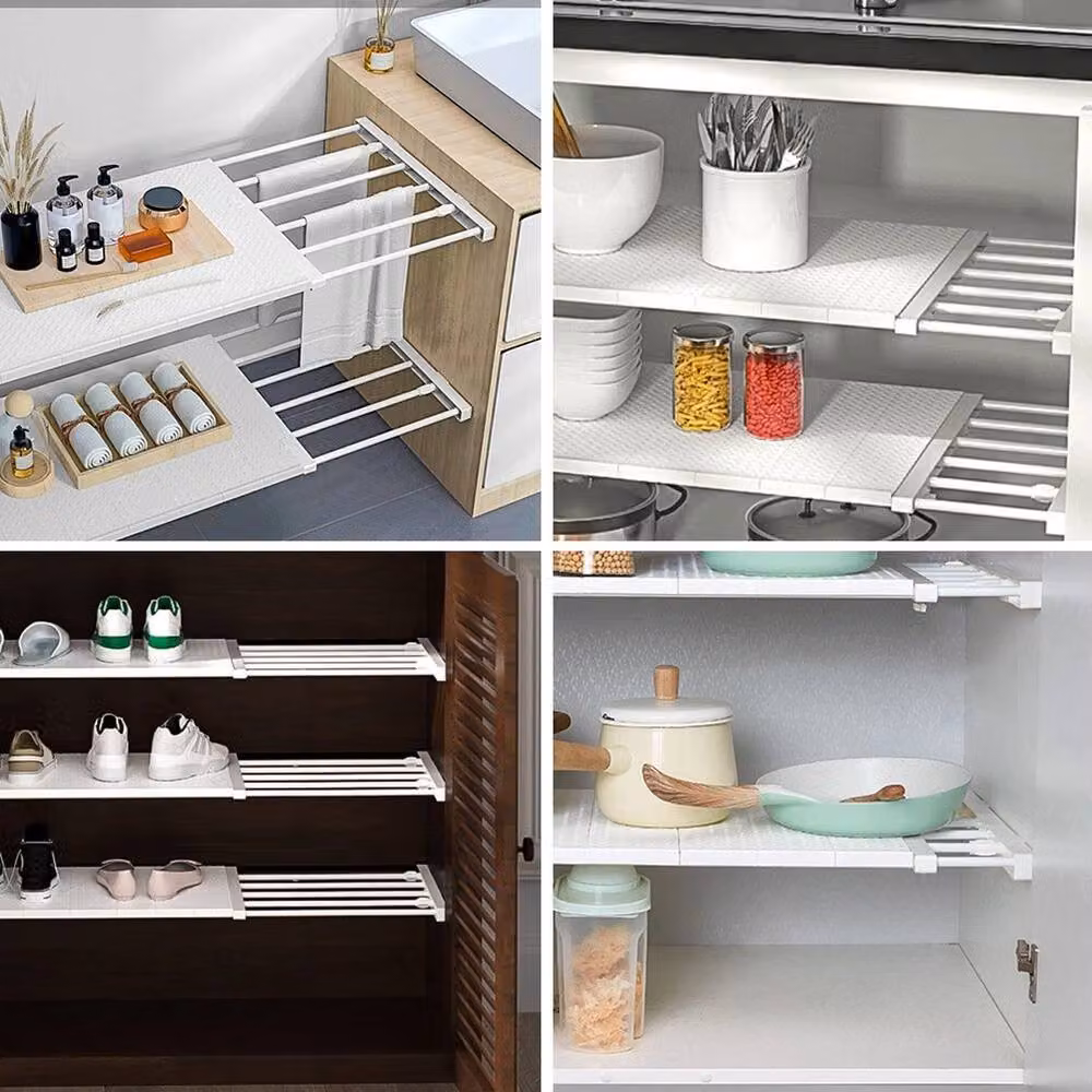 NESTLUNE White Cupboard Storage Shelves and Closet Cabinet Divider, W: 100 cm, D: 15 cm, H: 15 cm – 2