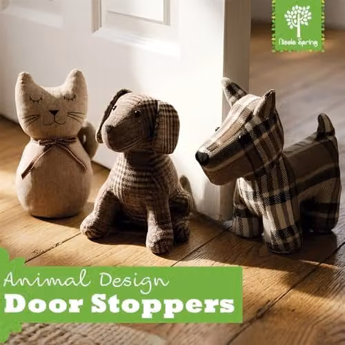 Nicola Spring Milo The Dog Door Stops, Brown, Pack of 2, H 19 x W 26.5 cm – 3