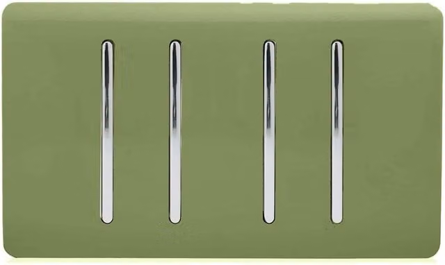 Trendi 4 Gang 2 Way Rocker Double Plate Tactile Light Switch in Moss Green