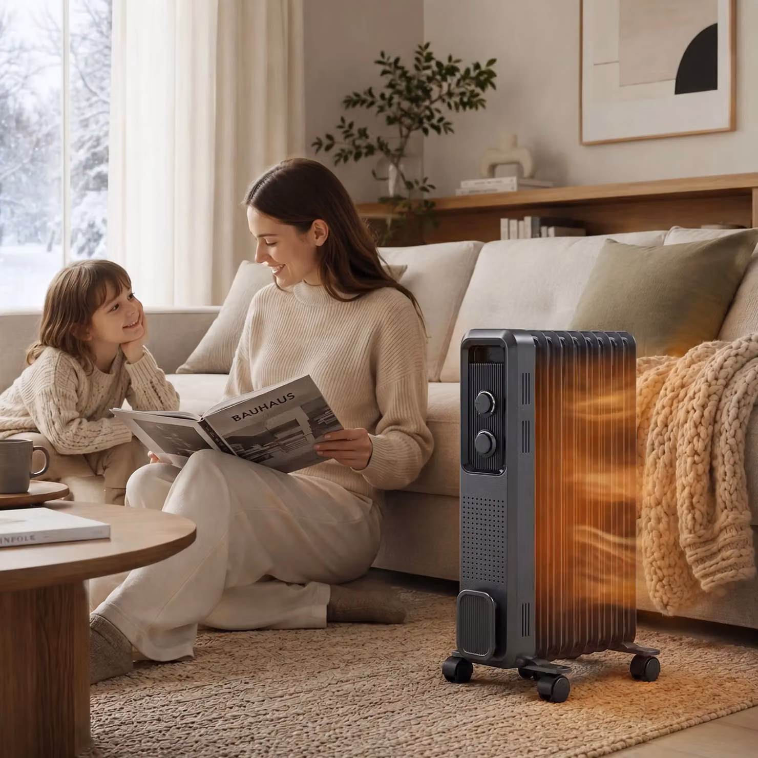 HOMCOM 2000W Portable Oil Filled Radiator with Overheat and Tilt Protection, Grey – 2