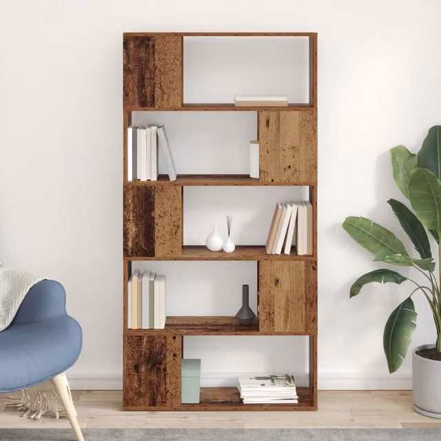 Berkfield Home Storage Unit in Brown Old Wood Solid Wood, W/D/H: 80 x 24 x 155 cm – 1