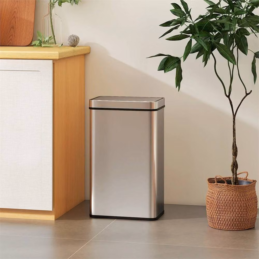 KORVIXA 60 L Sensor Kitchen Bin in Silver Stainless Steel with Fingerprint Proof Finish – 4