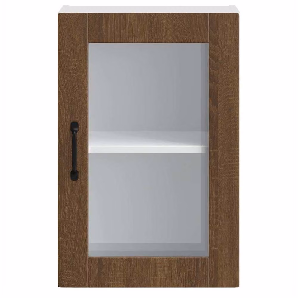 Berkfield Home Porto Brown Oak Kitchen Wall Cabinet with Glass Doors W/D/H: 60 x 31 x 40 cm – 3