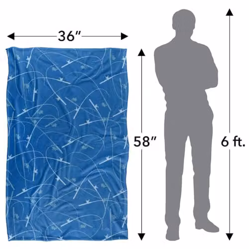 JQ Licensing Bent Fishing Rods Pattern Super Soft Blue Fleece Throw Blanket, W: 91 cm, L: 147 cm – 4