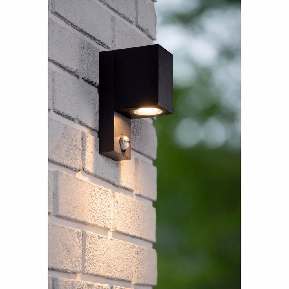 Lucide ZARO IR Black Outdoor Wall Spotlight with Motion Sensor, GU10, IP65 – 3