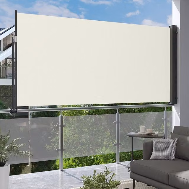 Breeins Retractable Single Side Awning for Patio Railing in Beige, Width: 140 cm