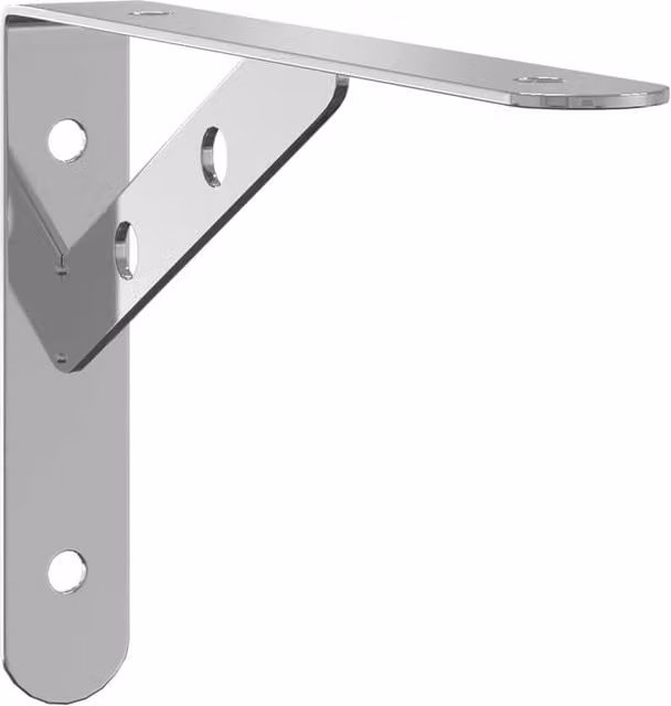 Berkfield Home Silver Brushed Stainless Steel Shelf Brackets, 4 Pack, W/D/H: 20 x 2.5 x 14 cm – 1