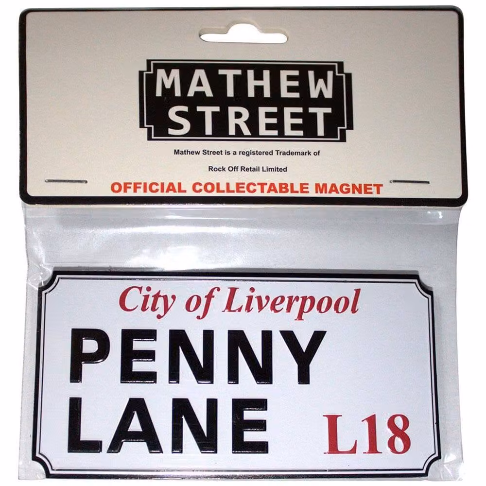 Rock Off Penny Lane Liverpool Sign Embossed Metal Fridge Magnet in White – 2