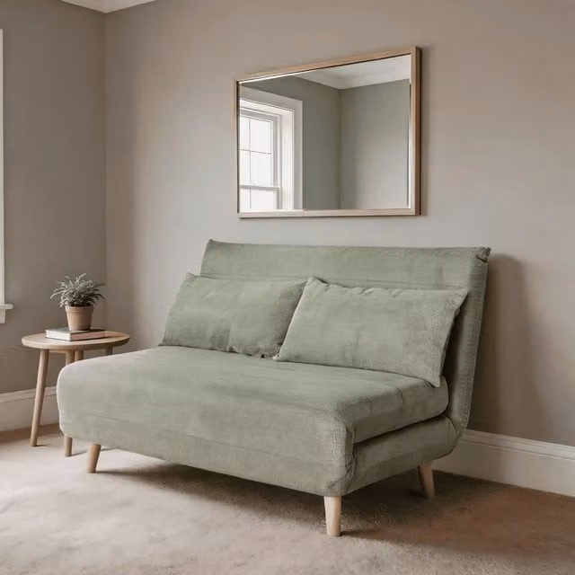 Home Source Lorena Clic Clac Sofa Bed in Sage Green, Double, W/D/H: 140 x 200 cm