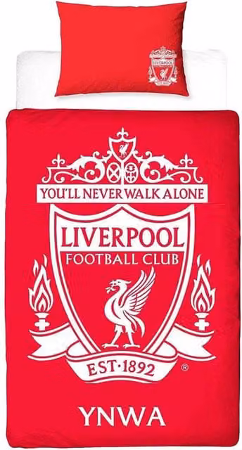 Liverpool FC You'll Never Walk Alone Reversible Duvet Set and Pillowcase in Red, Single, W: 90 cm, H: 200 cm – 1