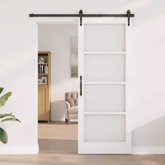 Berkfield Orkdal Modern Sliding Interior Door with Glass in White, W/D/H: 83 x 4 x 211 cm