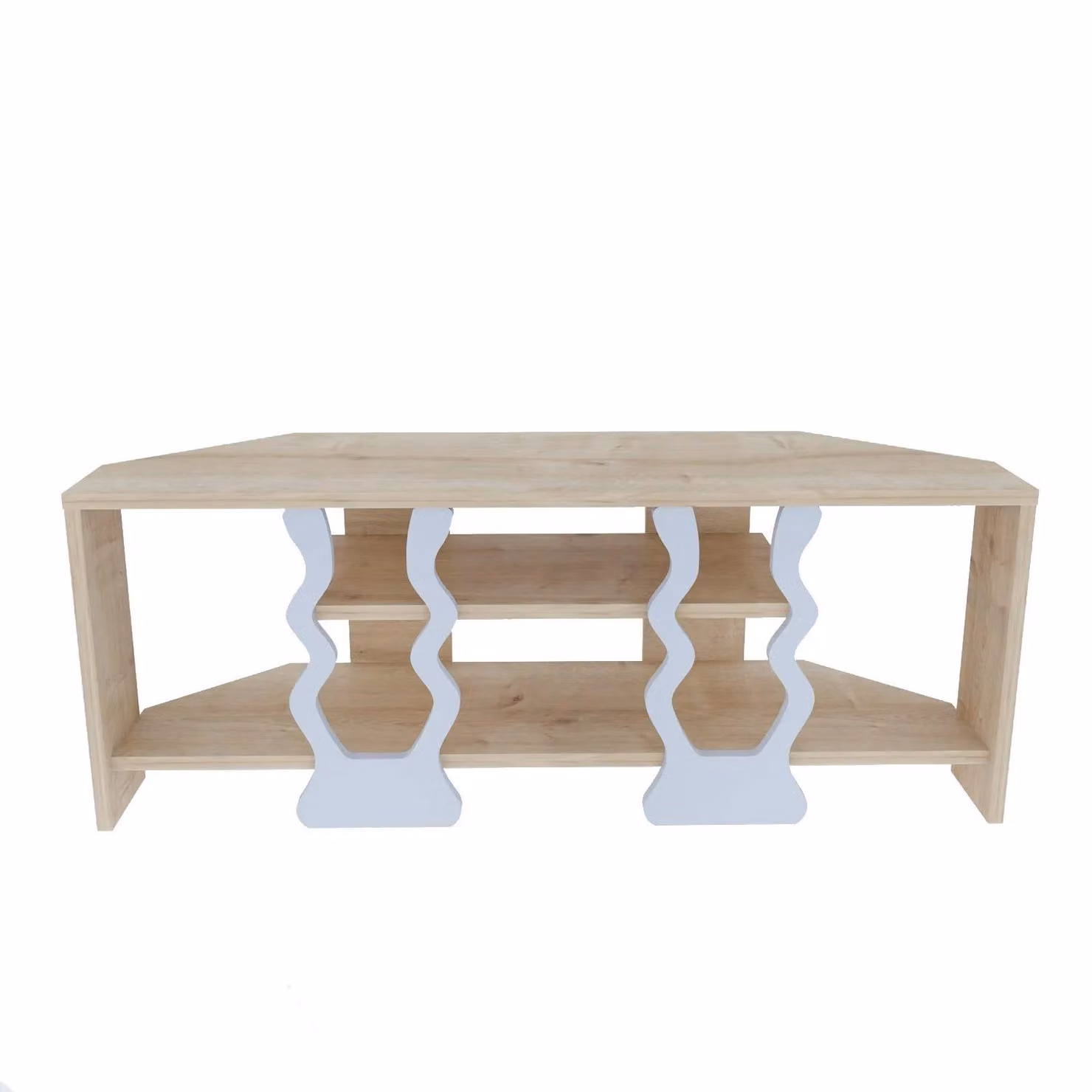 Decorotika Firal Corner TV Stand for TVs up to 45 inch in Light Oak and White – 2