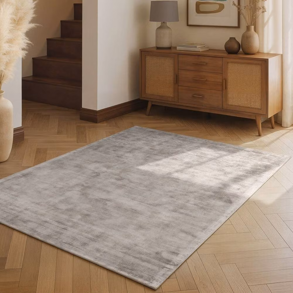 Vikosa Jane Grey Viscose Soft Plain Rectangular Rug W/D/H: 120 x 180 cm – 2