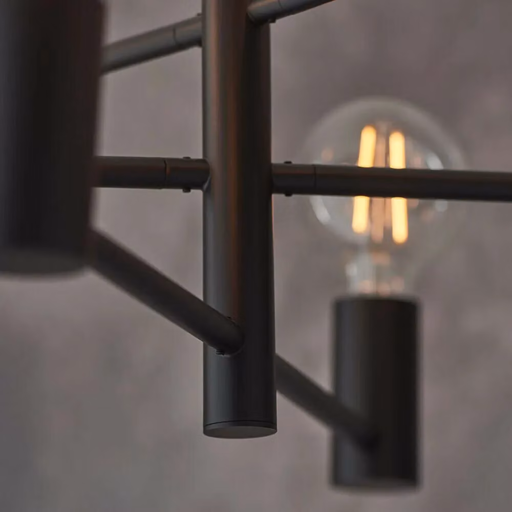Loops Semi Flush Ceiling Lamp Matt Black Industrial Metal Design for 6x E27 Bulbs – 2
