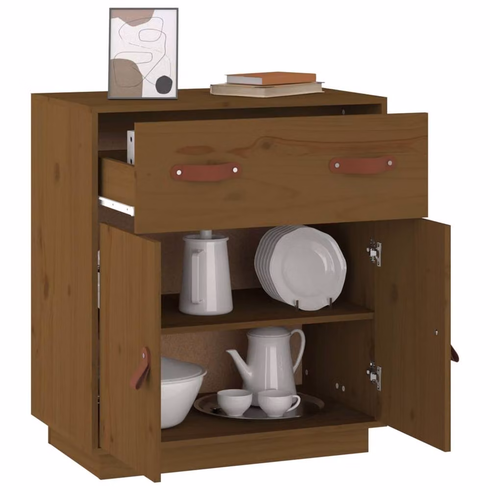 Berkfield Home Modern Sideboard in Honey Brown Solid Pine Wood, W: 65.5 cm, D: 40 cm, H: 75 cm – 5
