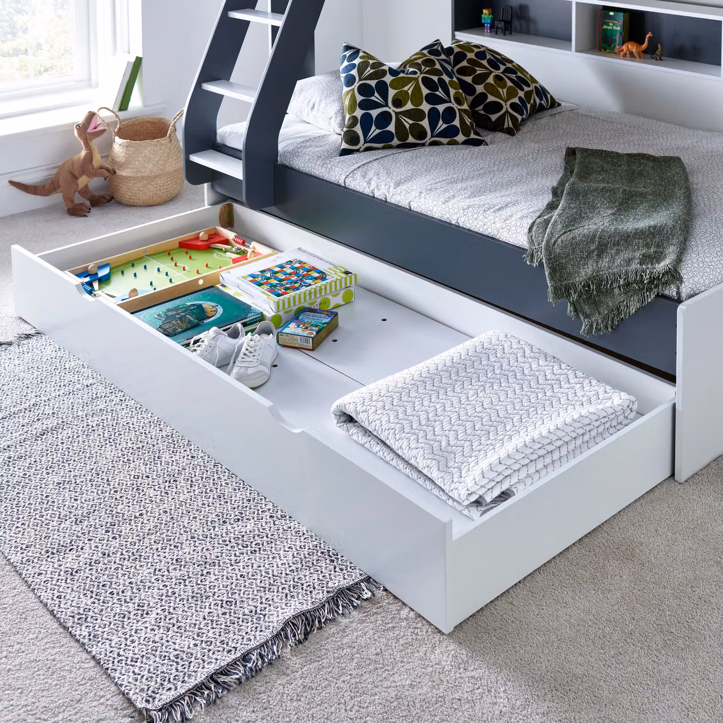 Bedmaster Oliver Two-Level Bunk Bed with Spring Mattresses in Grey or White – 8