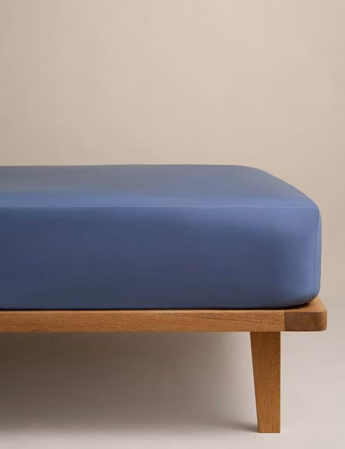 M&S Egyptian Cotton 230 Thread Count StayPut Fitted Sheet, Blue, W: 180 cm x L: 200 cm