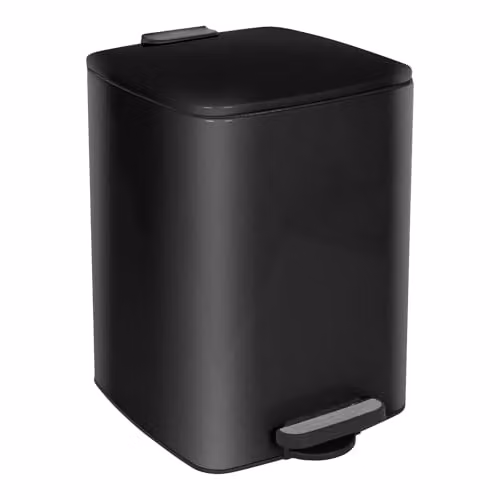 Harbour Housewares 20L Square Stainless Steel Pedal Bin in Black with Soft Close Lid and Removable Inner Bucket