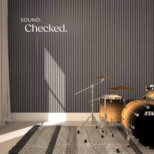 tectake Set of 2 Acoustic Wall Panels with Real Wood Veneer and MDF, Sound-Absorbing Wood Slats with Felt Fabric, Light Grey Oak, W: 120 cm, H: 60 cm, D: 2.1 cm – 6