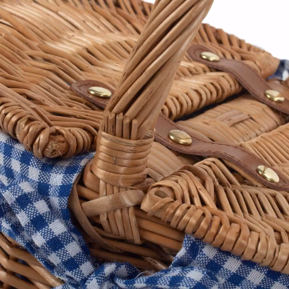 Red Hamper Wicker Childrens Oval Picnic Basket with Lid in Natural and Beige, W: 29.0 cm, D: 15.0 cm, H: 22.0 cm – 2