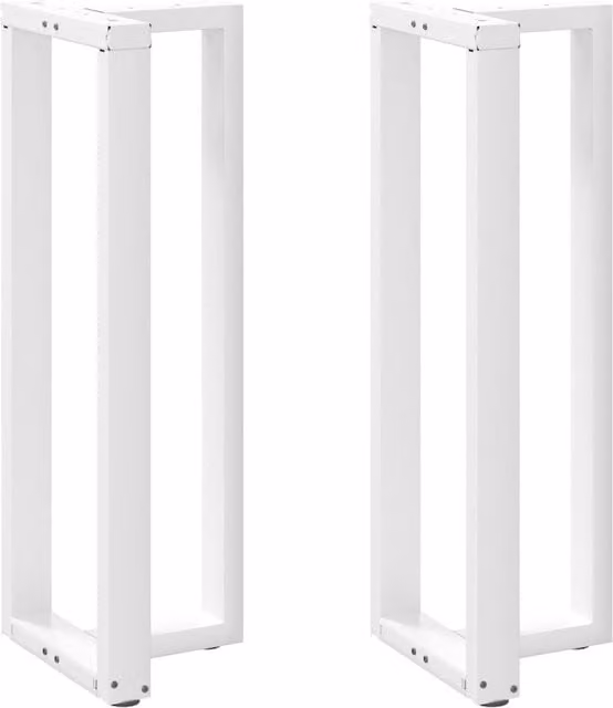 Berkfield T-Shaped Steel Bar Table Legs, 2 Pieces, White, W: 50 cm, D: 35 cm, H: 110-111 cm