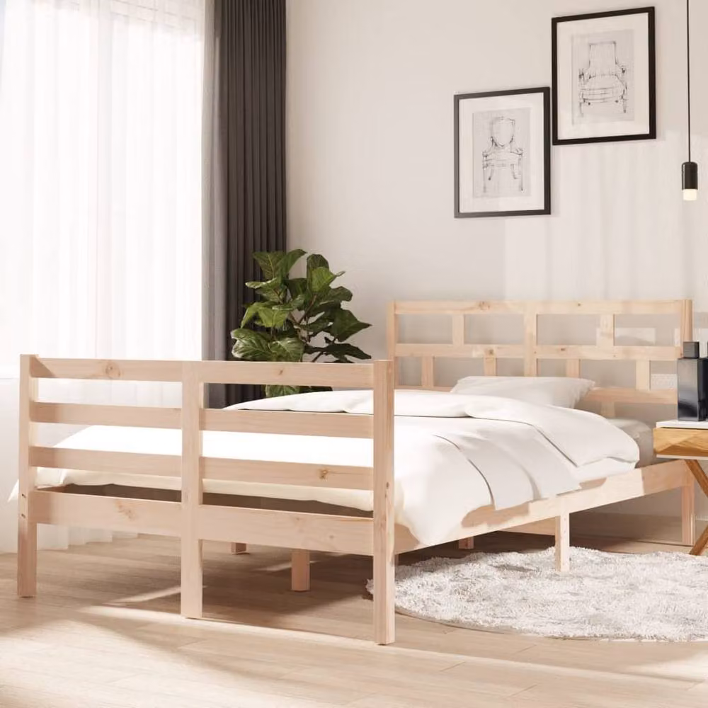 Berkfield Home Beautiful Solid Wood Pine Bed Frame in Beige, W/D/H: 120 x 200 cm – 2