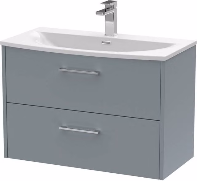 Balterley Winshill Contemporary 2 Drawer Wall Hung Vanity Basin Unit, Grey – 1