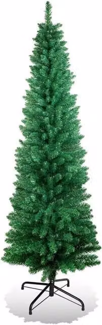Kelvenix 2.1m Slim Christmas Tree with Warm White LED Lights in Green – 1